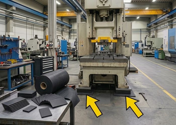 Kiến Hiệp Roll nhận gia công tấm lót cao su đệm máy với đa dạng kích thước, độ dày và độ cứng Shore theo yêu cầu.