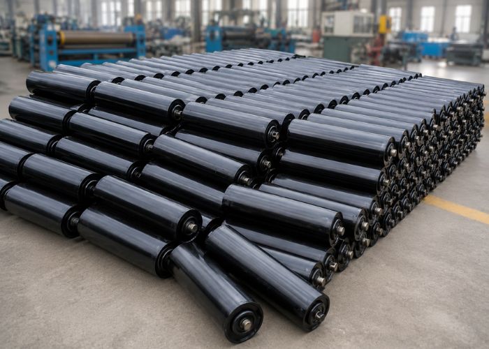 Con lăn băng tải có lớp vỏ PU đạt chuẩn có tác dụng chống trầy xước vật liệu thành phẩm